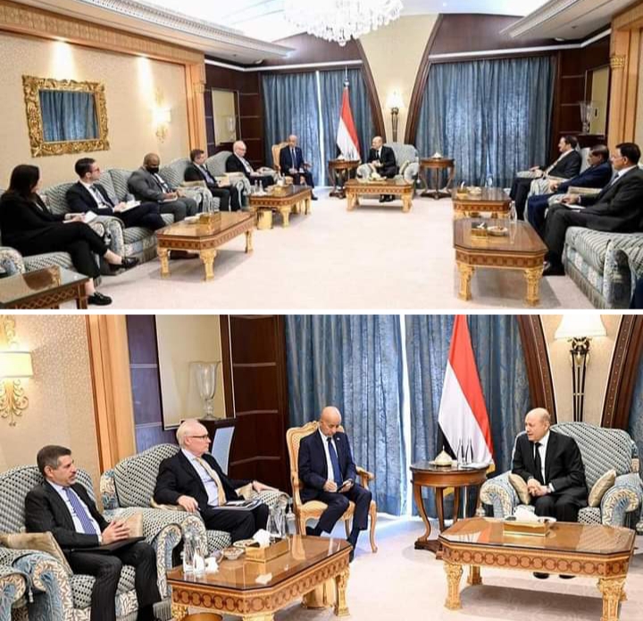 رئيس مجلس القيادة الرئاسي يستقبل المبعوث الاميركي رئيس مجلس القيادة الرئاسي يستقبل المبعوث الاميركي