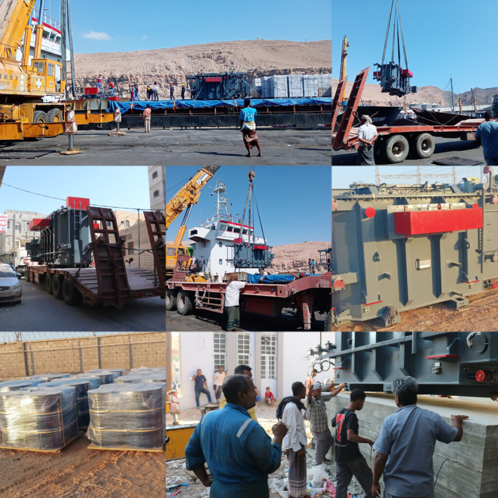 وصول 4 محوّلات كهربائية بقدرة 55 ميقاواط لتحسين توزيع الطاقة بساحل حضرموت استعدادًا للصيف القادم وصول 4 محوّلات كهربائية بقدرة 55 ميقاواط لتحسين توزيع الطاقة بساحل حضرموت استعدادًا للصيف القادم