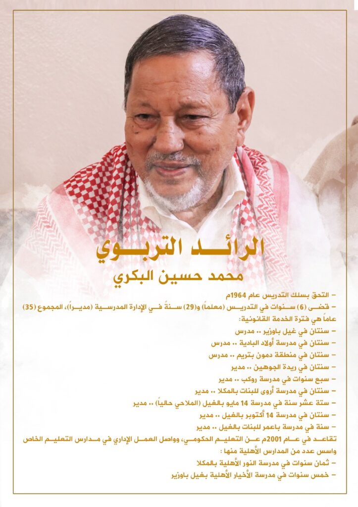 مدير تربية محافظة حضرموت (الساحل) يزور عدداً من رواد التعليم بمديرية غيل باوزير مدير تربية محافظة حضرموت (الساحل) يزور عدداً من رواد التعليم بمديرية غيل باوزير