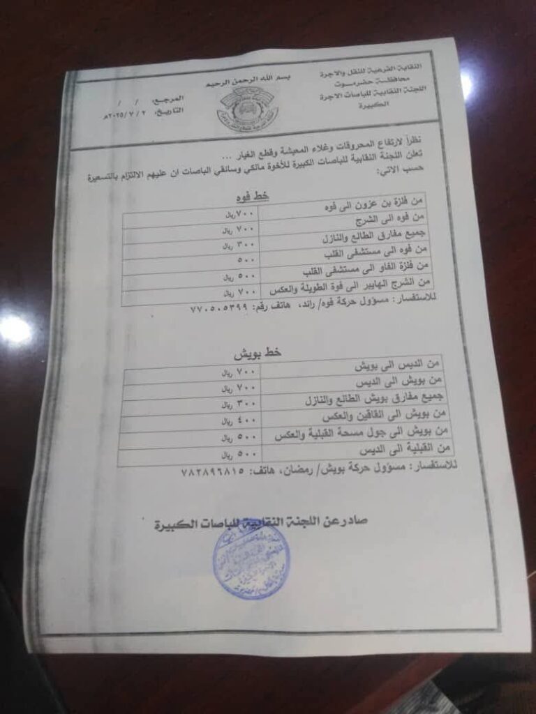 لجنة الباصات الكبيرة تُقر تسعيرة جديدة للنقل الداخلي بخطي "فوة" و"بويش" تعرف على التسعيرة الجديدة لجنة الباصات الكبيرة تُقر تسعيرة جديدة للنقل الداخلي بخطي "فوة" و"بويش" تعرف على التسعيرة الجديدة