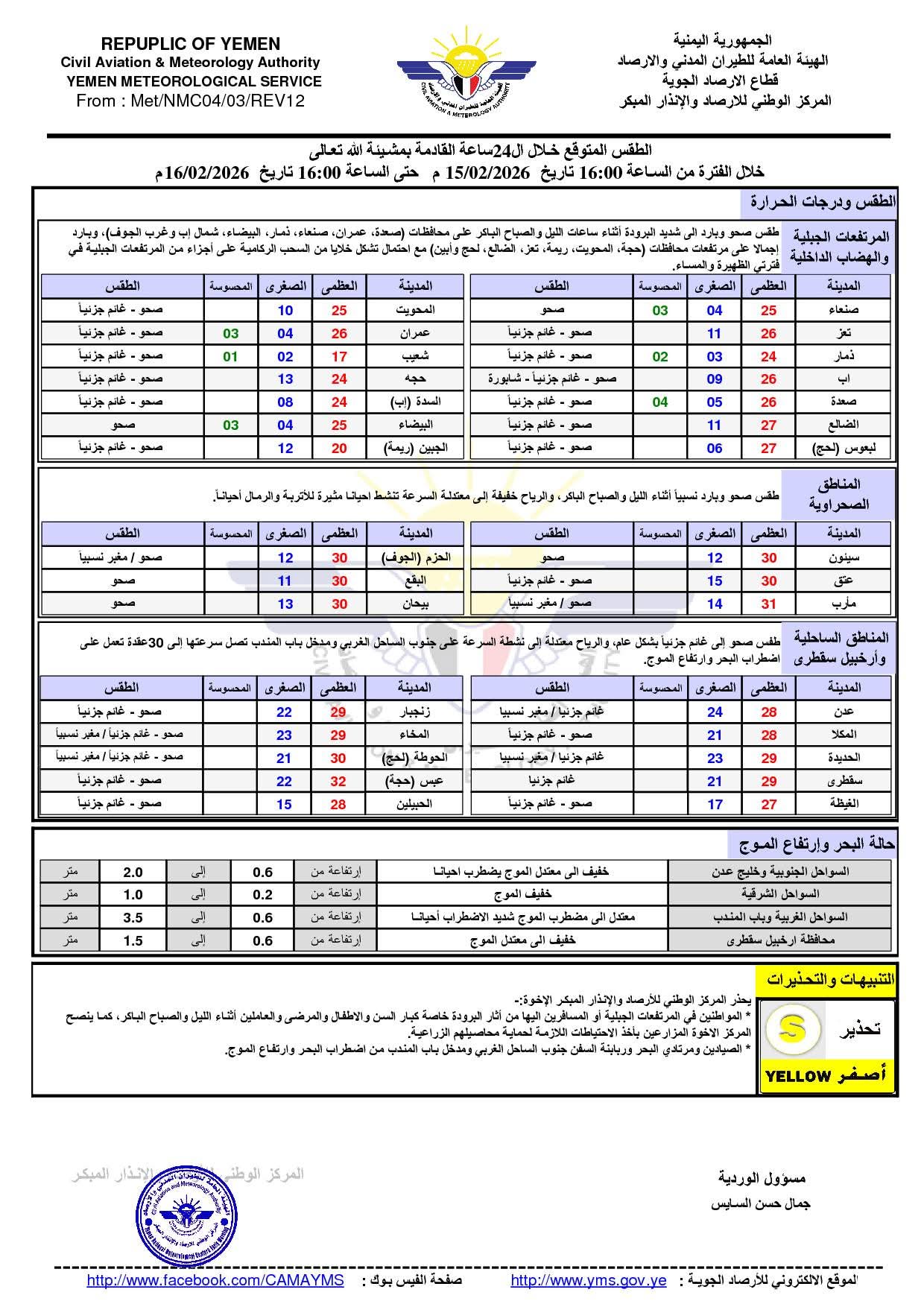 الأرصاد: أجواء باردة في المرتفعات واضطراب البحر جنوب الساحل الغربي خلال الساعات القادمة - الأرصاد: أجواء باردة في المرتفعات واضطراب البحر جنوب الساحل الغربي خلال الساعات القادمة -