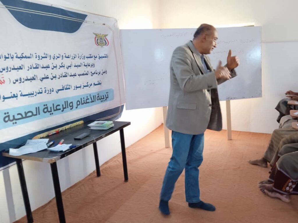 تدشين الدورة التدريبية الثانية في تربية الأغنام والرعاية الصحية لها بمنطقة بور بسيئون تدشين الدورة التدريبية الثانية في تربية الأغنام والرعاية الصحية لها بمنطقة بور بسيئون