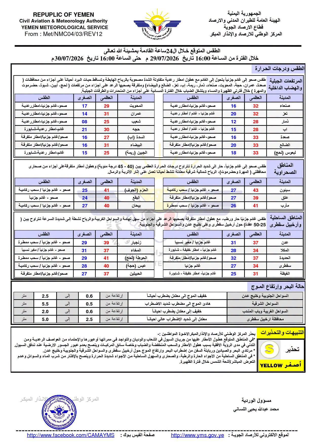 الأرصاد تتوقع أمطارًا رعدية ورياحًا شديدة وتحذر من السيول وارتفاع الموج - الأرصاد تتوقع أمطارًا رعدية ورياحًا شديدة وتحذر من السيول وارتفاع الموج -